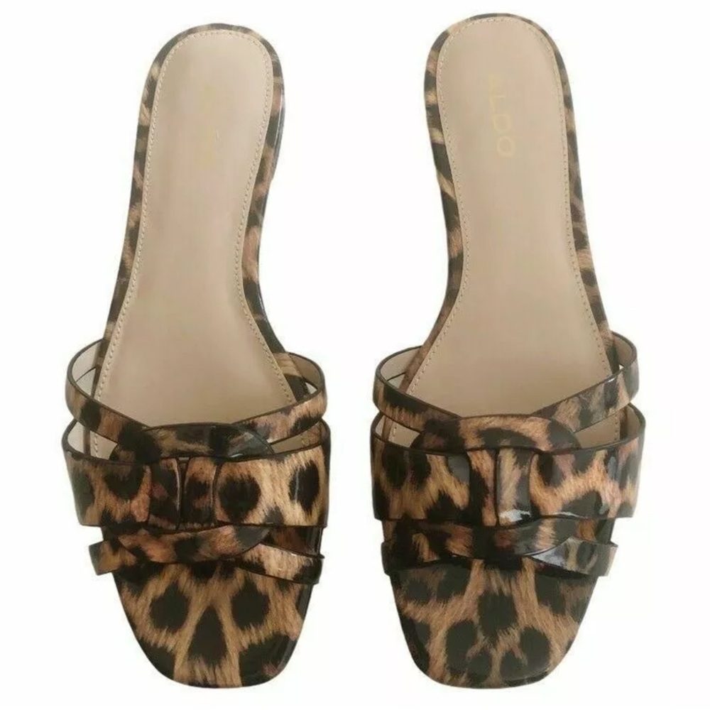 ALDO Astirassa Sandals Slides Patent Animal Print